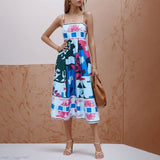 Spring 2025 Women's New Temperament Elegant High-Waist Print Slings Casual Fashion Dress