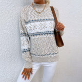 Women's Knitwear Autumn And Winter New Christmas Jacket Half-High Snowflake Sweater