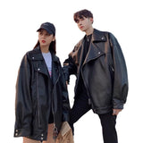 Men's Coat Leather Jacket Couple Dress Spring And Autumn Trend Handsome Loose Large-Size Locomotive Clothes Men And Women