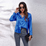 Colored Shirt Women's Denswear Simulation Silk Long-Sleeved Shirt New Women's Clothing