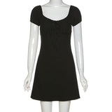 Fashion 2025 Summer Casual Women's New Short-Sleeved V-Necked Back-To-Back Dress Skirt