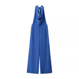 2025 Summer New Women's Bow Ornament Hanging Neck Temperament Rest Height Waist Jump Pants Woman