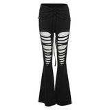 2025 New Women's Hottie Fashion Crack Hollow Design Bow Tie Strap To Repair Micro-Trumpet Pants