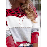 Colored Leopard-Print Round-Neck Casual Sweater Autumn And Winter New Women's Knitted Shirt Women's Long-Sleeved Bottom Shirt
