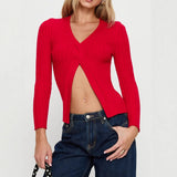 Spring/Summer 2025 New Wapped Chest Sleeve Blouse Knitted Women's Two-Piece Set