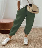 2025 Women Cotton Trousers Pocket Tight Slacks Women's Pants