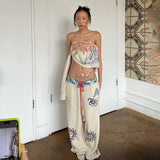 2025 Summer New Women's Hot Girls Street Fashion Fashion Graffiti Print Loose Sweatpants