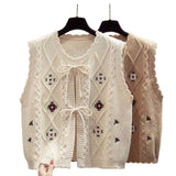 2025 Spring Autumn New Wearing Horse Clip Outside The Folding Sweater Shoulder Tide Cardigan Knitting Vest Woman