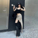 Women's Dress 2025WISH Summer New Street Fashion Solid Color Irregular Body Dress Skirt