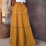 2025 Women's Summer New Wood Ear Layered Skirt High Waist Tight With Lotle Side Skirt