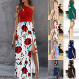 2025 New Slanted Shoulder Dress Temperament Sleeveless Sexy High-Waist Open Skirt Women's Dress
