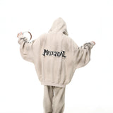 Vintage Mud Dyed Old Hooded Hoodie Sticker Oversize Couple With Open Shirt Zipper Handsome Coat