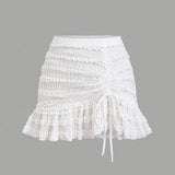 Zhang Yuanying's Same White Half-Dressed Woman's Summer New Hundred-Fold Skirt Sweet High-Waisted Thin A-Word Short Skirt