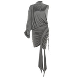 New Women's Dress French Temperament Half-High Collar Shoulder Sleeve Coat In The Folds And Irregular Skirts In The Autumn Of 2025