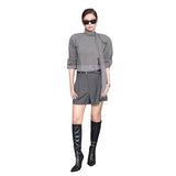 In The Autumn Of 2025, The New Women's Clothing Jennie Is The Same Casual Commuting Long-Sleeved Blouse High-Waisted Loose Shorts