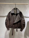 Lamb Bubble Leather Locomotive Jacket Loose PU Leather Coat Oversize New High-End Simple Autumn Coat
