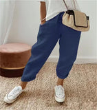2025 Women Cotton Trousers Pocket Tight Slacks Women's Pants