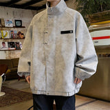 Autumn And Winter Wearing Black Ash Splicing Colliding College Style Cardigan Sweater Over The Couple Niche Oversize Knitwear Shirt