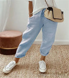 2025 Women Cotton Trousers Pocket Tight Slacks Women's Pants