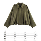 Coat Velvet Loose Spring Girl Casual Blouse Zipper Fashion Bomber Jacket 2025 Bat Sleeve Texture