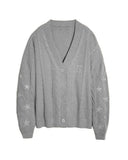 Mold Same Taylor Orange Cardigan Embroidered Stars Loose Languid Temperament Sweater