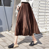 Velvet Hundred Folded Skirt Female Students 2025 Spring And Autumn New Korean Version Of High-Rise Half-Dress Mid-Long Long Skirts Appear High