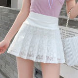 Lace Ultra-Short Skirt Women High Waist Small Skirt Summer Skirt Mini Hundred Folds Ponmp Skirt Skirt 2025 New