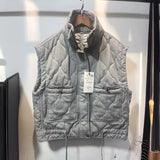 Autumn And Winter New Women's Clothing Collar Casual Sleeveless Gray Cotton Vest Vest Vest Coat