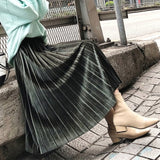 Velvet Hundred Folded Skirt Female Students 2025 Spring And Autumn New Korean Version Of High-Rise Half-Dress Mid-Long Long Skirts Appear High