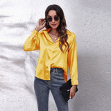 Colored Shirt Women's Denswear Simulation Silk Long-Sleeved Shirt New Women's Clothing