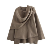Ins New Women's Dress With Asymmetrical Scarf Short Knitted Coat