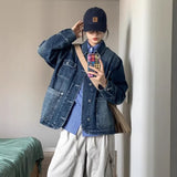 2025 New Autumn Languiled Hooded Blouse Loose Fake Two Hooded Cowboy Coats Spring And Autumn