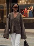 Spring/Summer 2025 Leisurely Pure Color V-Neck Knitted Coat