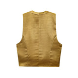 Z New Gold Button-Up Silk-Sense Blouse 7484091 Belt Silk-Sense Wide Leg Trousers 1478078