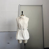 2025 Autumn Leather Collar Short Windcoat Shorts Set With Belt Retro Locomotive Leather