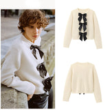 Spring 2025 New Women's Fashion Casual Bow Tie With Small Fragrant Knitted Cardigan Jacket