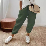 2025 Women Cotton Trousers Pocket Tight Slacks Women's Pants