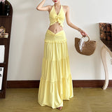 2025 New Women's Wear Winter Winter New Women's Fashion Sexy V-Neck Neck Vest High Waist Half Skirt