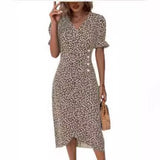 A Large Number Of New 2025 Summer Hot Sales Geometric Collage Bubble Sleeve Irregular Pendulum Dress