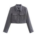 Spring 2025 New Women's Double Pocket Coat Top + Pants Suit