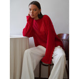 2025 Spring Summer Hollow Sweater Women In Wind Loose Knitted Long-Sleeved Cover Ice Cream Fashion