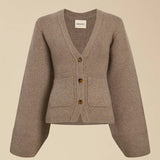 2025 Autumn And Winter Pure Color V-Neck Single Buckle Knitted Cardigan Lazy Loose Comfortable Warm