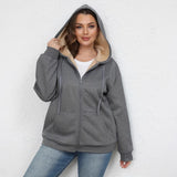 Large Size Women's Winter Explosion Warm Plush Hoodie Jacket