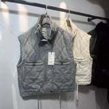 Autumn And Winter New Women's Clothing Collar Casual Sleeveless Gray Cotton Vest Vest Vest Coat