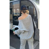 Autumn New Fashion Black Long-Sleeved T-Shirt Blouse Simple Sister Temperament Trousers Two Sets
