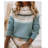Wish Hot New Sweater Women's Round Collar Color Loose Fashion Knitted Shirt Long Sleeve