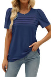 2025 Women's Summer Round-Neck Short-Sleeved Chest Tuck Line Folded Blouse T-Shirt