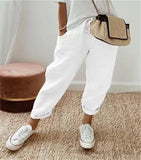2025 Women Cotton Trousers Pocket Tight Slacks Women's Pants