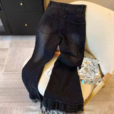 Colored Cowboy Broad-Legged Trousers In Autumn Personality Painted New High-Waisted Loose Thin Temperament Casual Pants