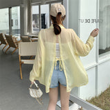 Ice Silk Cardigan Small Loose Thin Long Sleeve Sunscreen Shirt Women's Summer Design Sense Back Open Fork Shirt